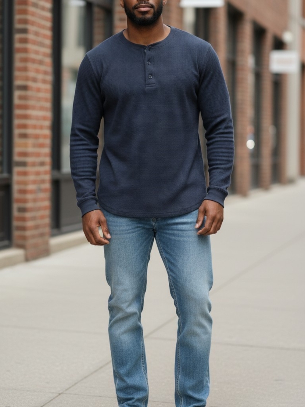 Wolverine Navy Long-Sleeve Henley Size Xlg
